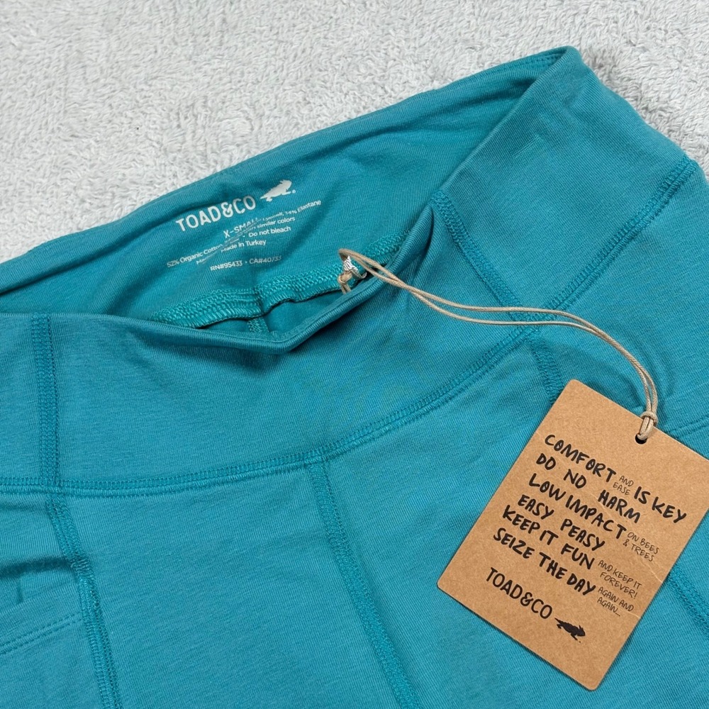Toad&Co Terrane 7/8 Tight Curacao Teal Organic Cotton Ankle Leggings YogaXS